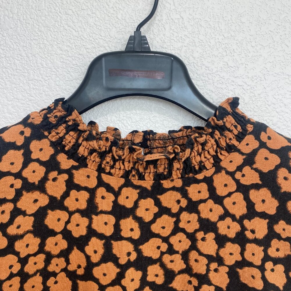 Who What Wear Linen Blend Floral Puff Sleeve Terracotta Shift Dress - XL - Picture 4 of 9
